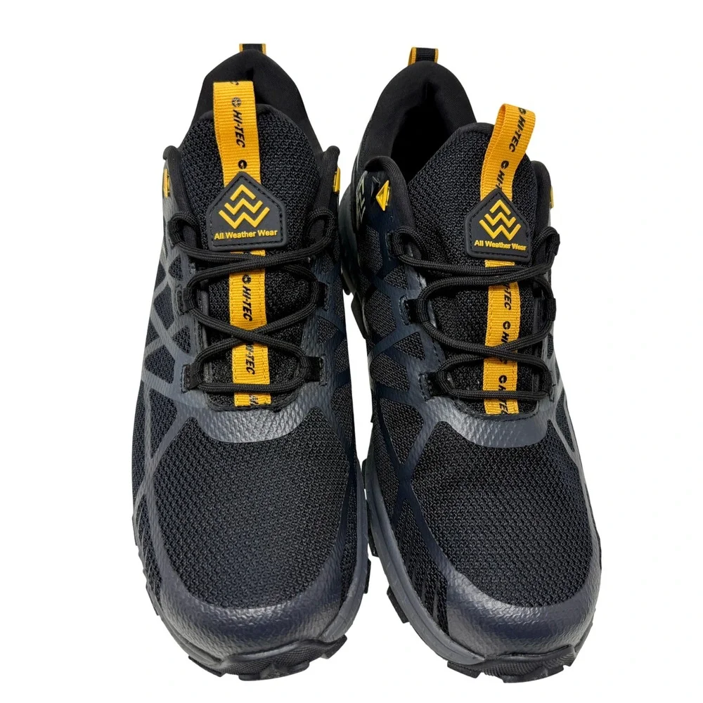 Hi-Tec Mauna Hiker WP Mens Sz 11 Waterproof Hiking Shoes Black Grey Yellow